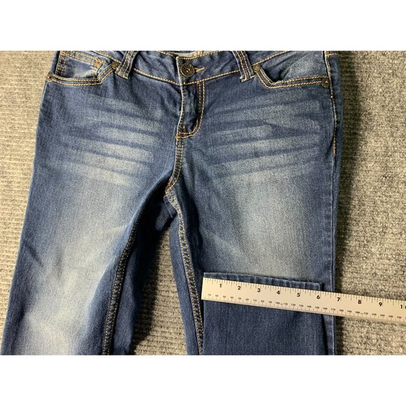 Paris Blues Womens Size 9 whiskering Jeans Slim Fit Denim Blue Dark - Picture 4 of 8